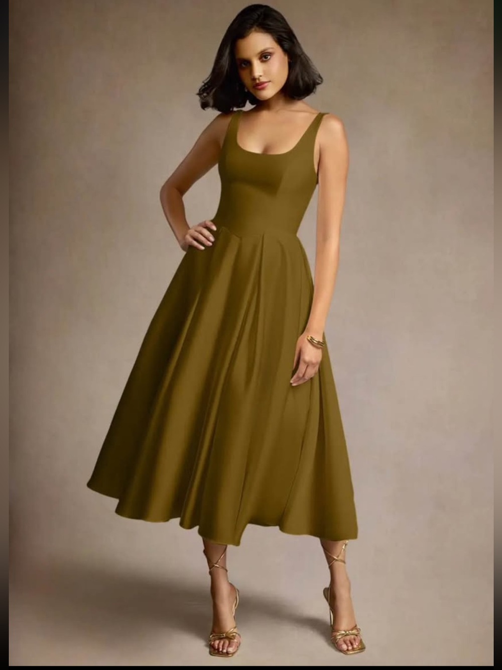 NWT Azazie Olivia Moss Green Satin Dress Size 24